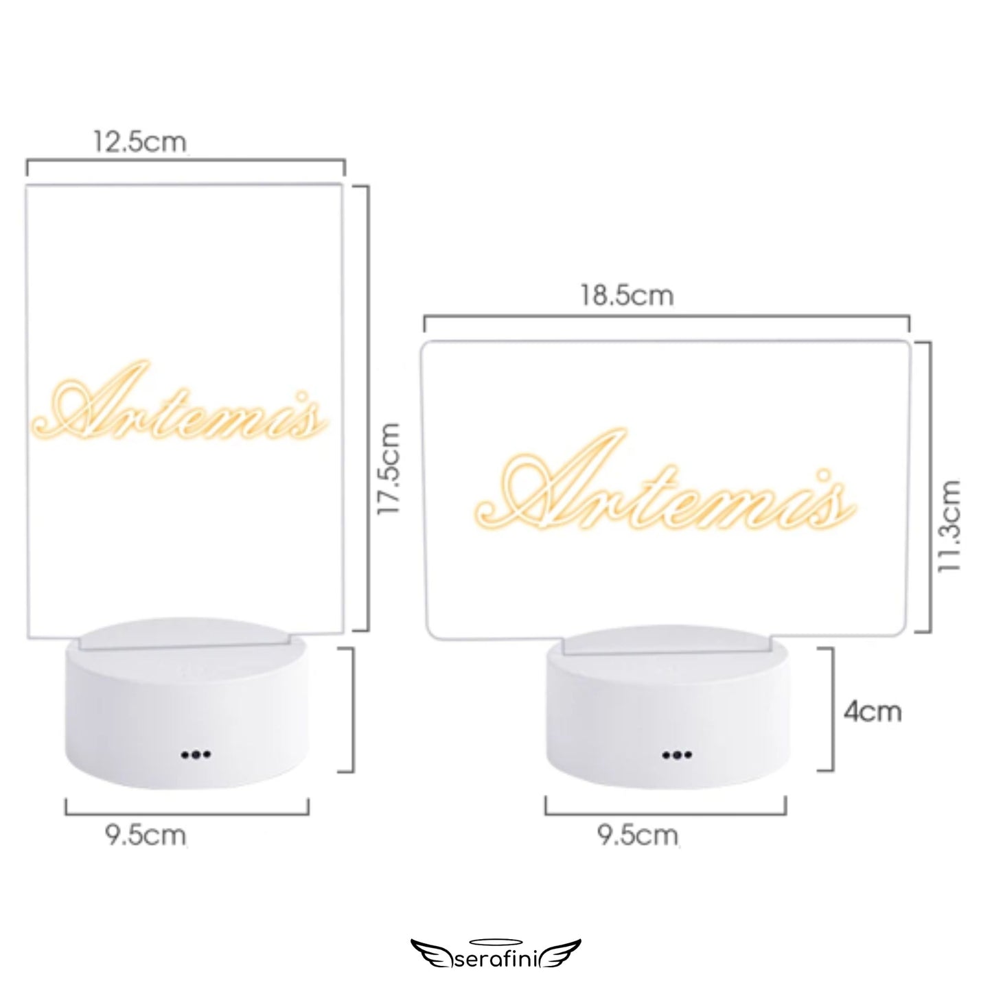 Imagem com as medidas das lousas nos formatos vertical e horizontal