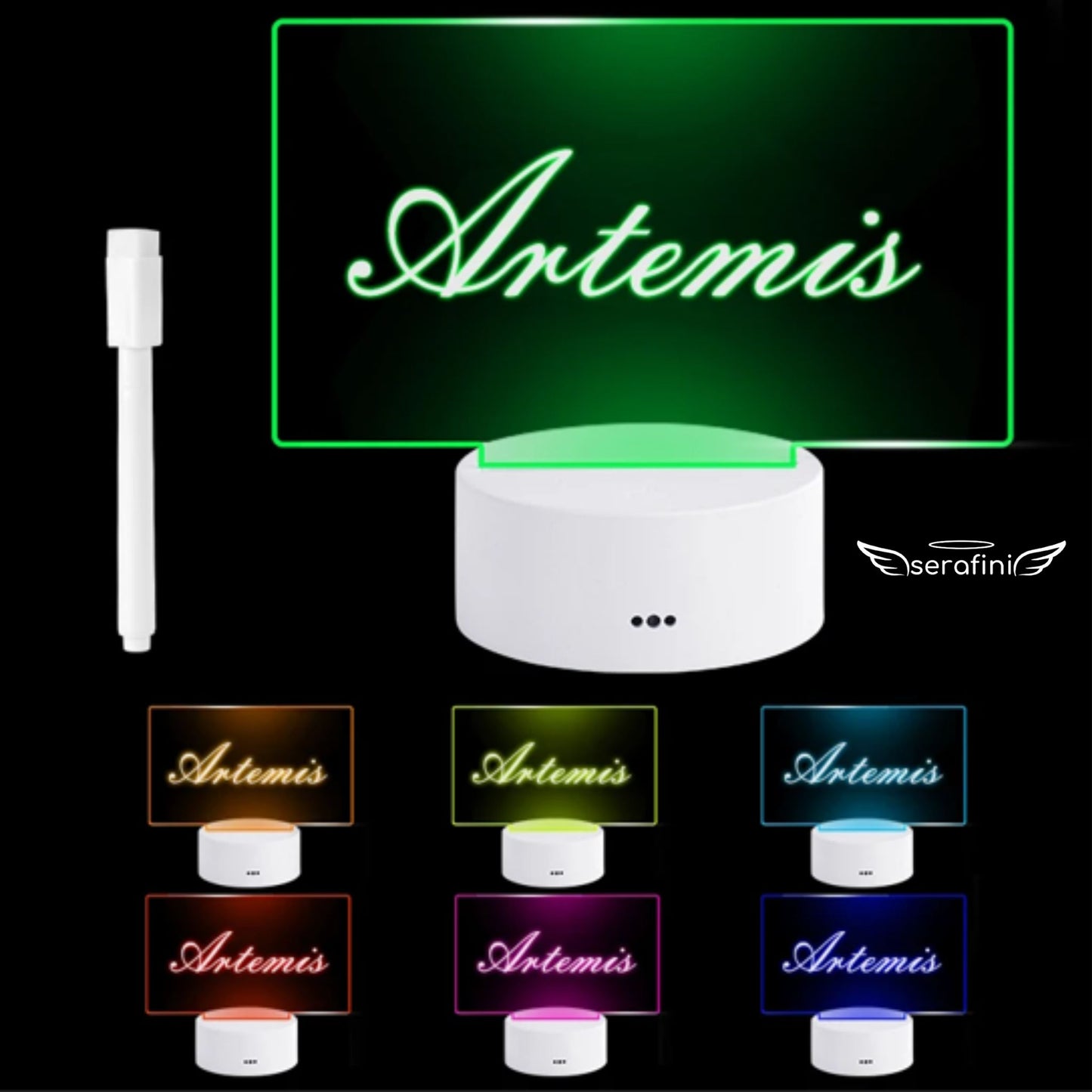 Imagem da Lousa em Formato Horizontal com as 7 opções de cores do LED.